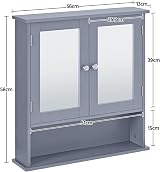 Yaheetech Wall-Mounted Mirror Cabinet Grey 56x58x13 cm with Adjustable Shelves view 3