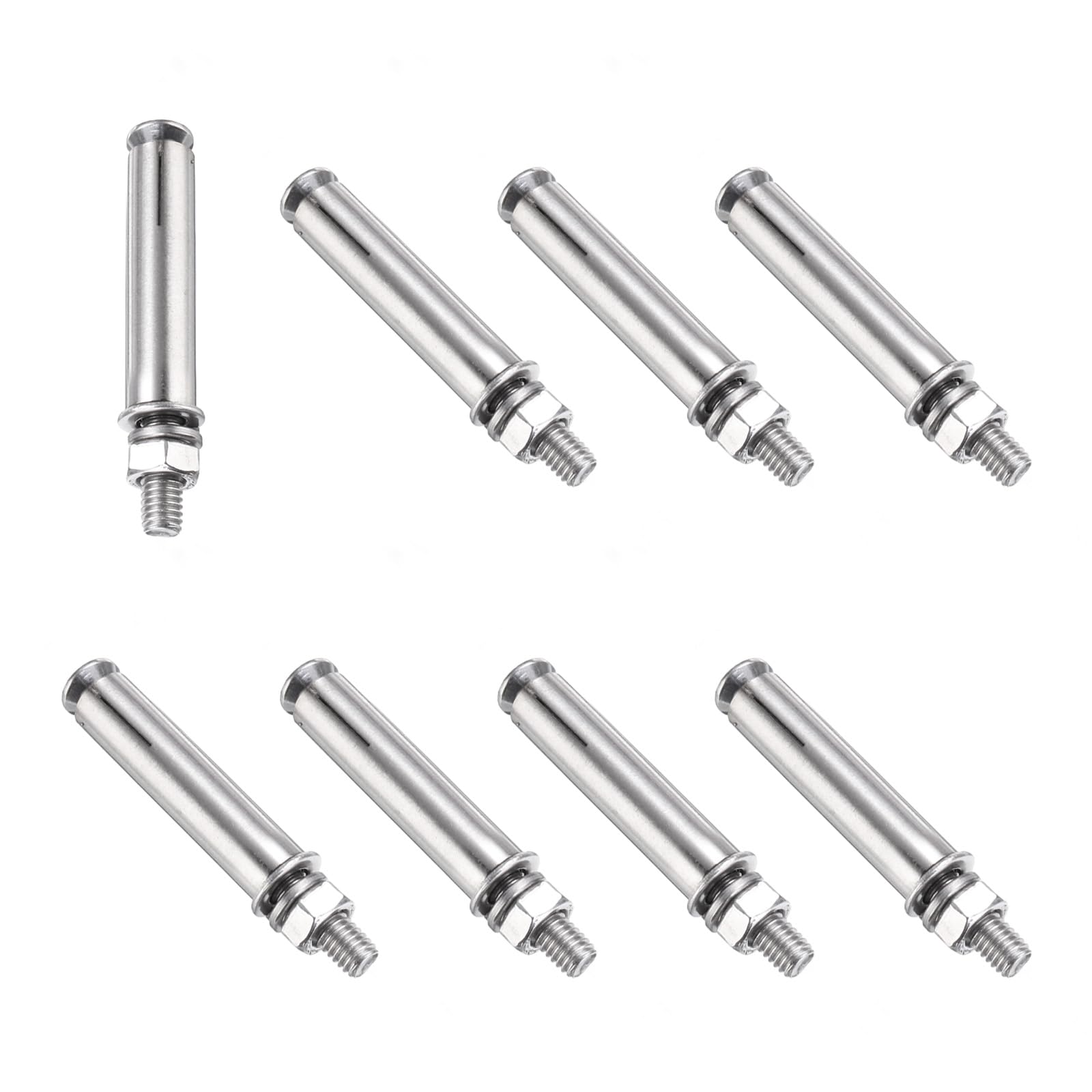 PATIKIL M6 x 60mm Expansion Bolts, 8Pcs 304 Stainless Steel Expansion Screw Bolts Sleeve Anchoring Fastener for Wall Concrete Brick Wall Drywall Air Conditioner, Silver