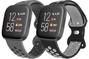 ESeekGo Compatible with Fitbit Versa 2 Bands/Fitbit Versa Bands for Men Women, 2-Pack Soft Sport Breathable Versa 2 Bands Compatible for Fitbit Versa Lite Bands for Men Women, Large