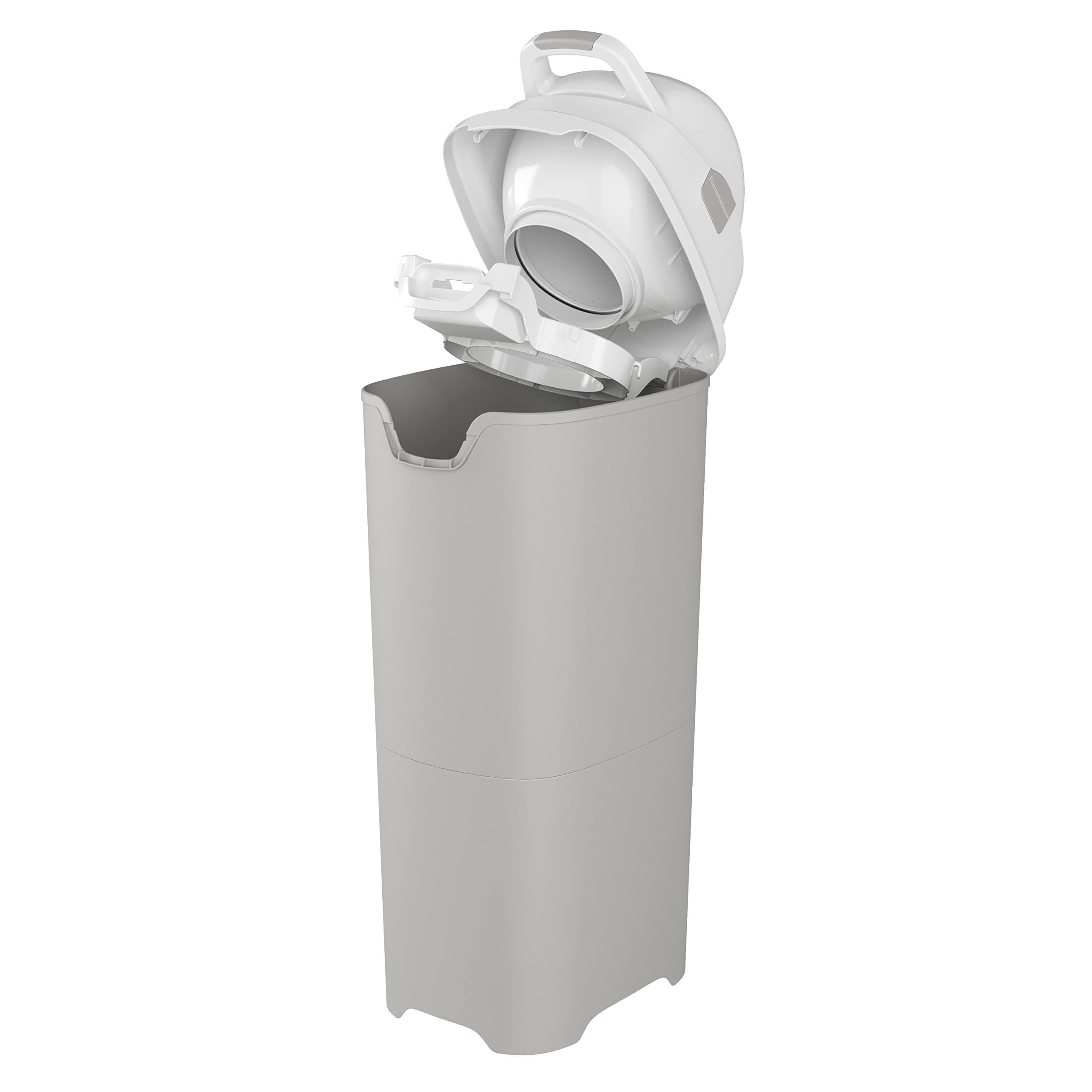 Foundations Tall Diaper Pail with Airtight Lid - Durable & Odorless Diaper Disposal, Large Capacity, Holds up to 60 Newborn Diapers, Refill with Any Bags - Gray