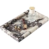Natural Calacatta Viola Marble Tray 10"x6" Rectangular - Non-Resin Bathroom Vanity Organizer & Office Desk Tray | Waterproof Stone Serving Platter for Jewelry/Perfume (Purple Portoro)