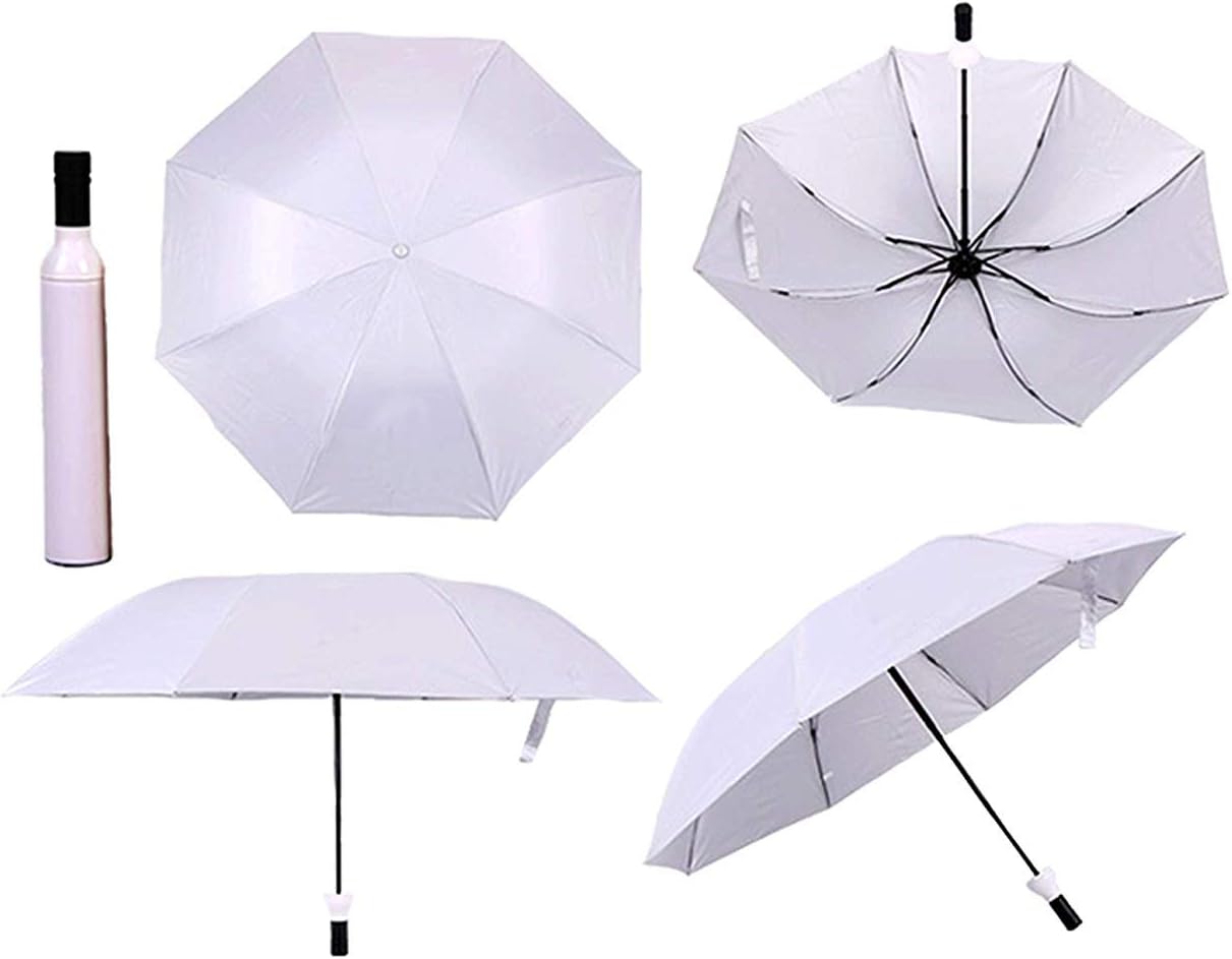 Colors Trend Newest Windproof Double Layer Umbrella with Bottle Cover Umbrella for UV Protection & Rain | Outdoor Car Umbrella for Women & Men(Multi Color) (White)