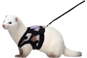 Small Animal Harness and Leash Set, Leopard Print Ferret Leash and Harness Soft Ferret Clothes Stuff Kit Outdoor Walking Acce