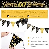 Yontree 14 Pieces 60th Birthday Decorations Kit Gold Black Banner Confetti view 3