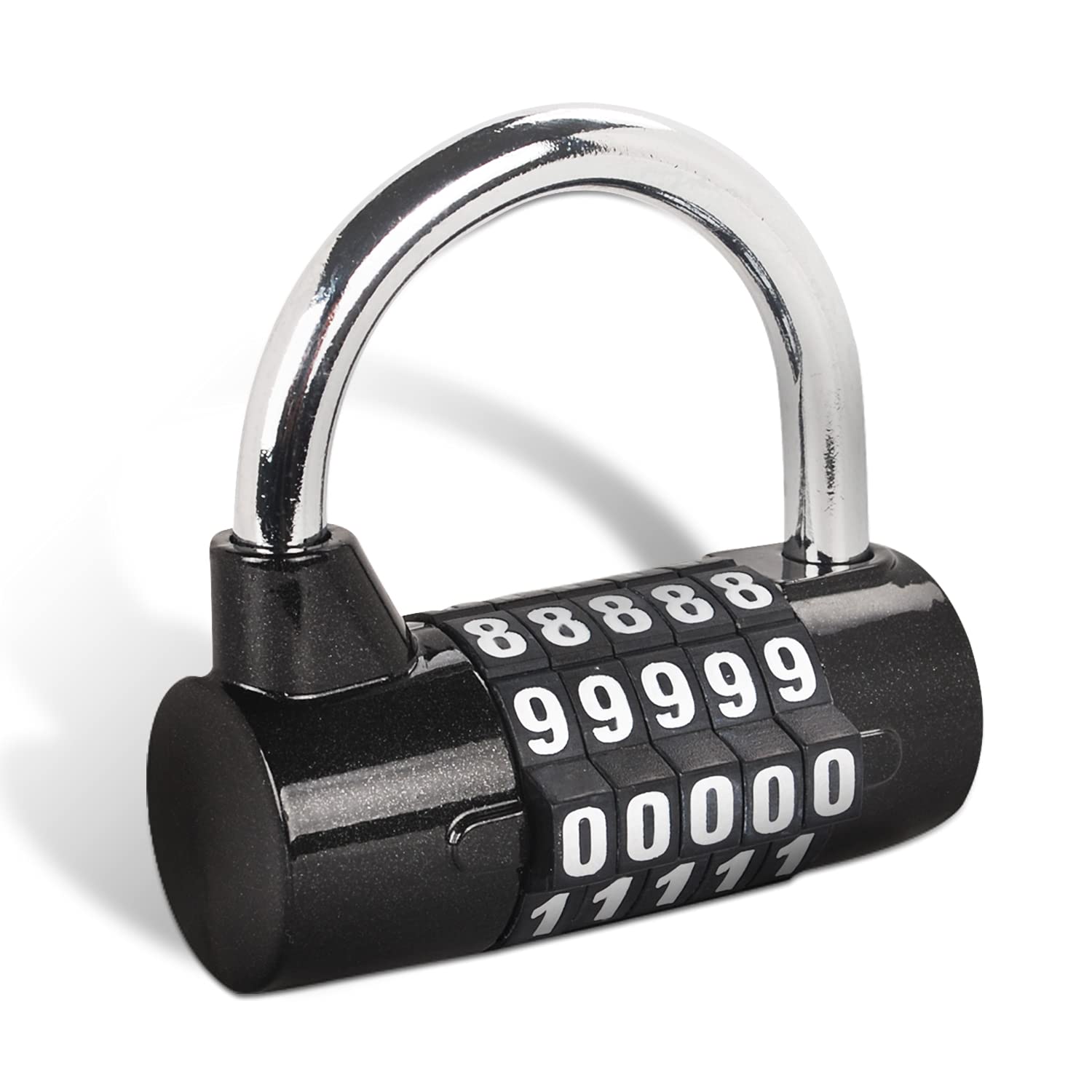 SISAV 5 Digit Combination Lock,Gym Padlock,Replaceable Combination Lock,Suitable for School Lockers,Tool Boxes,Fences,Black(1 Pack) — image 1
