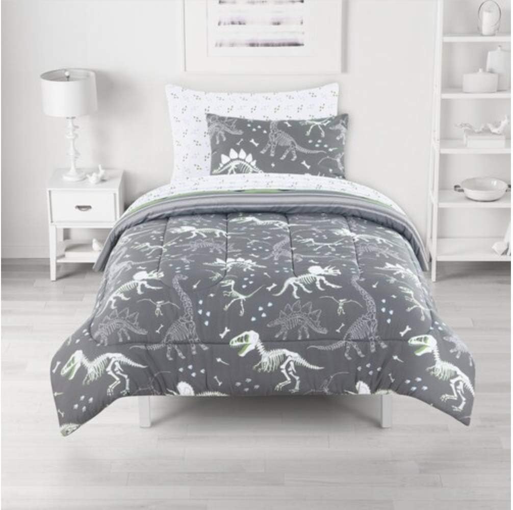 grey dinosaur bedding