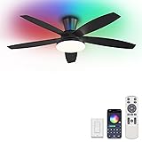 ZMISHIBO 48 inch RGB Ceiling Fans with Lights and