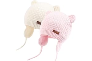 Duoyeree Kids Baby Hat Soft Warm Cable Knit Beanie Toddler Girl Fall Winter Hats