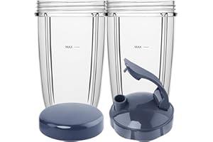 LVAINIT 4-Piece NutriBullet Blender Cups, 32oz, BPA-Free, Dishwasher Safe, Compatible with 600W and 900W Models