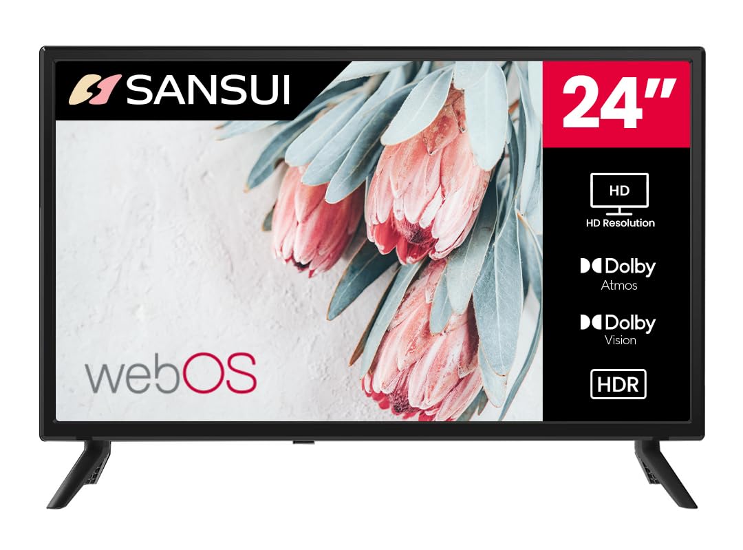 SANSUI 24" inch 720P LED Smart TV | Small Television with HDR 10 | WebOS hub with Apple HomeKit | Support Airplay & WiFi Connection & Bluetooth 5.0