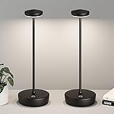 TBBGA Cordless Table Lamp Rechargeable 2Pack - LED Battery Table Light with 3 Color Temperatures, Stepless Dimming, Waterproof Aluminum for Indoor Outdoor, Patio, Restaurant, Dinner (Black)