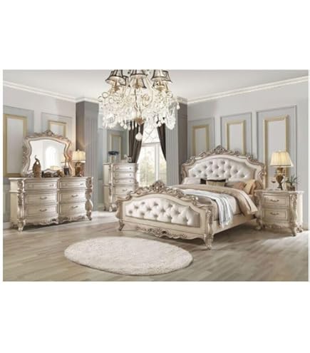 Amazon.com: acme Versailles Queen Bed, Antique Platinum