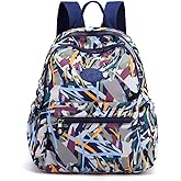 Tanweibago Mini Nylon Women Backpacks,11L Small Ladies backpacks Casual Lightweight Women Shopping Travel Daypack (A-Leave Navy)