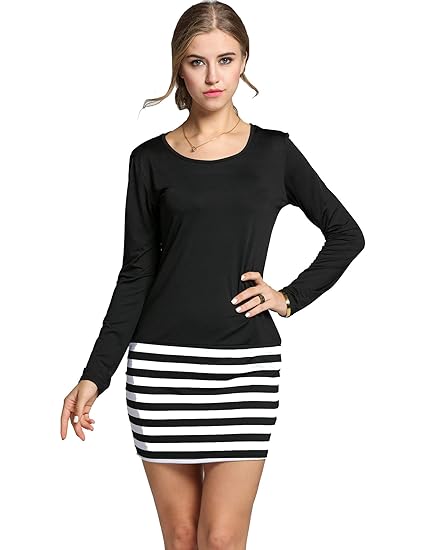 black and white pinstripe dress