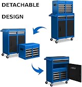 TANGZON Lockable Tool Cabinet Rolling Tool Chest Combo with Wheels view 3
