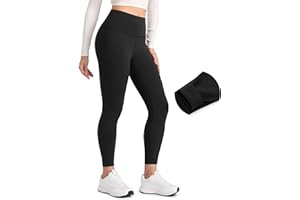 CRZ YOGA Matte Fleece Lined Leggings 25'' - Thermal Casual Lounge Workout Womens Yoga High Waisted Pants Winter Warm