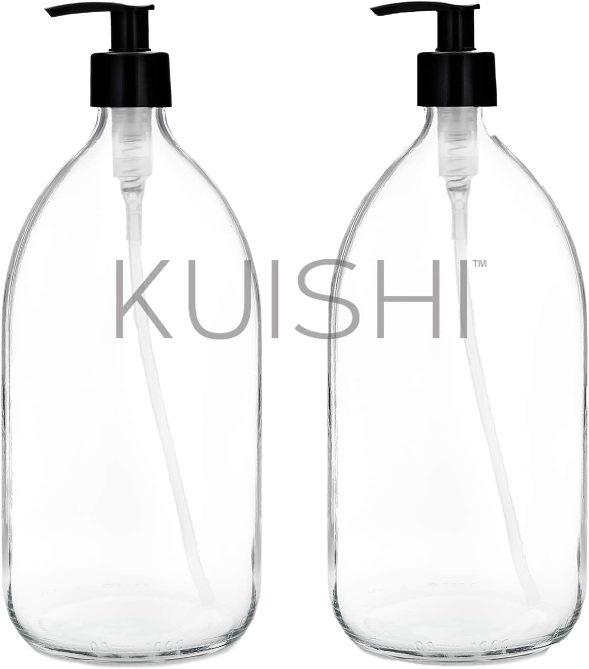Kuishi 1000ml Glass Soap Dispenser with Black Plastic Pump