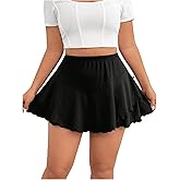 RoseSeek Women's Plus Size Skorts Tiered Layer Ruffle Hem Skirts High Waist Lettuce Trim Mini Summer Shorts