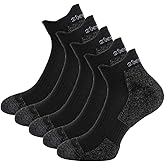 Toes&Feet Mens 5-Pack Black Anti Odor CoolMax Sweat Blister Proof Padded Compression Running Ankle Socks, Size 7-12