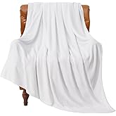 BEDELITE Fleece Blanket White Throw Blanket for Couch & Bed, Luxury Plush Cozy Fuzzy Blanket 50" x 60", Super Soft Warm Lightweight Throw Blanket for Travel Camping