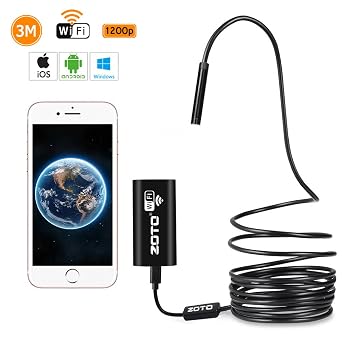 8 mm 10 M WIFI Endoscopio Periscopio Ispezione 8LED HD Camera 1200P per Android IOS