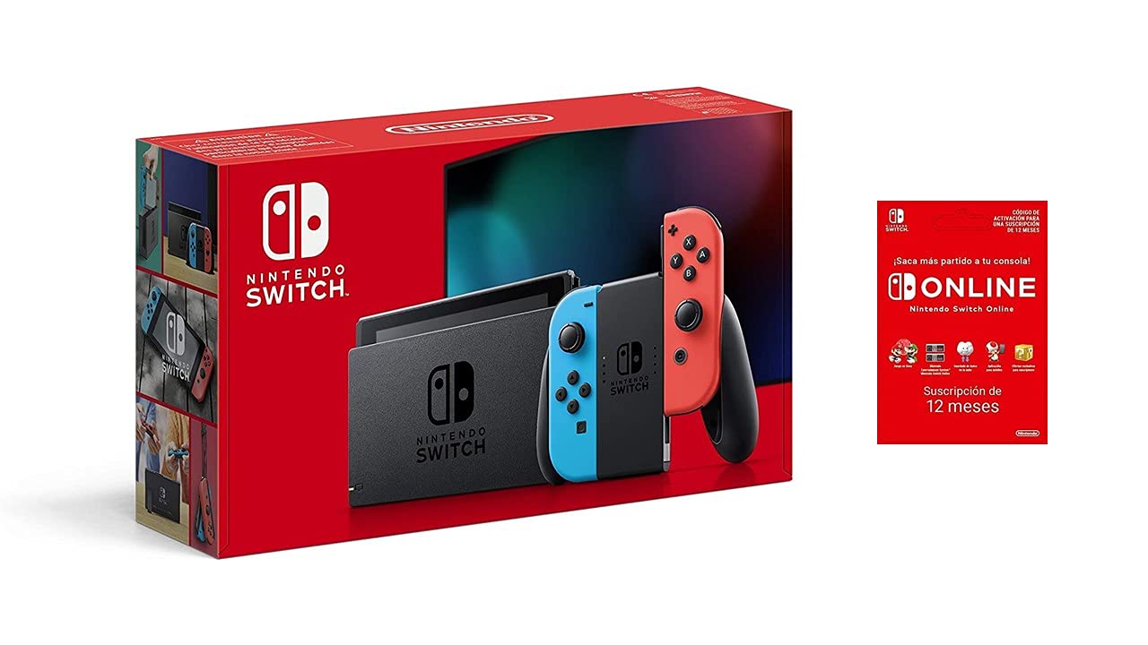 Nintendo-Switch-Consola-Estandar-Color-Azul-NeonRojo-Neon-Switch-Online-12-Meses-Codigo-de-Descarga