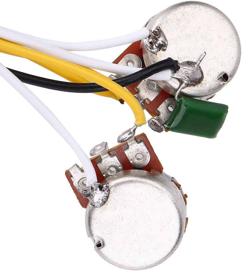 Electric Bass Wiring Harness Kit, 5-String Prewired Passive with 500K Pots 3-Way Toggle Switch Jack Copper Bushings - Image 4