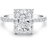 Bo.Dream Radiant Cut Cubic Zirconia CZ Engagement Rings Platinum Plated Sterling Silver