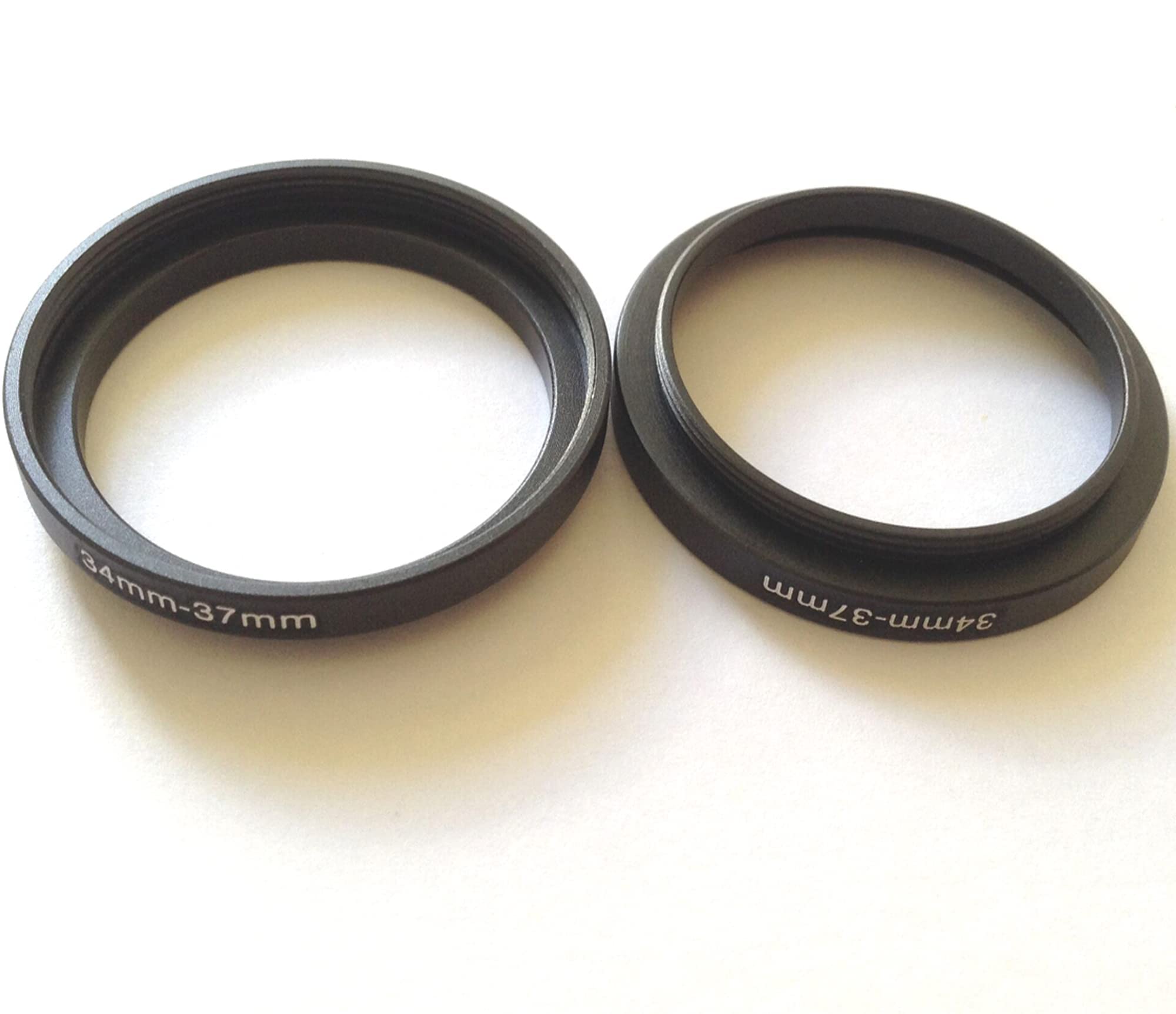 2pcs Size 34mm To 37mm Step Up Rings Video Camera Lens 34-37mm Filter Aperture Connect-ing Switch Adapter Circle Screws Photo Picture Fix Connector Adjust 34-37 Photograph-y Parts Accessories