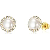 KECHO 14K Real Gold Crystal Earrings Solid Yellow Gold Stud Earrings Jewelry Gifts for Women
