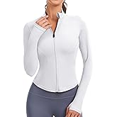 JoyGirl Running Jacket for Women Workout Jackets Zip Up Slim Fit Athletic Yoga Cropped Tops with Thumb Holes