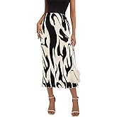 PRETTYGARDEN Women's 2026 Spring High Waist Graphic Print A Line Pleated Long Skirts for Women Trendy Plisse Midi Skirt