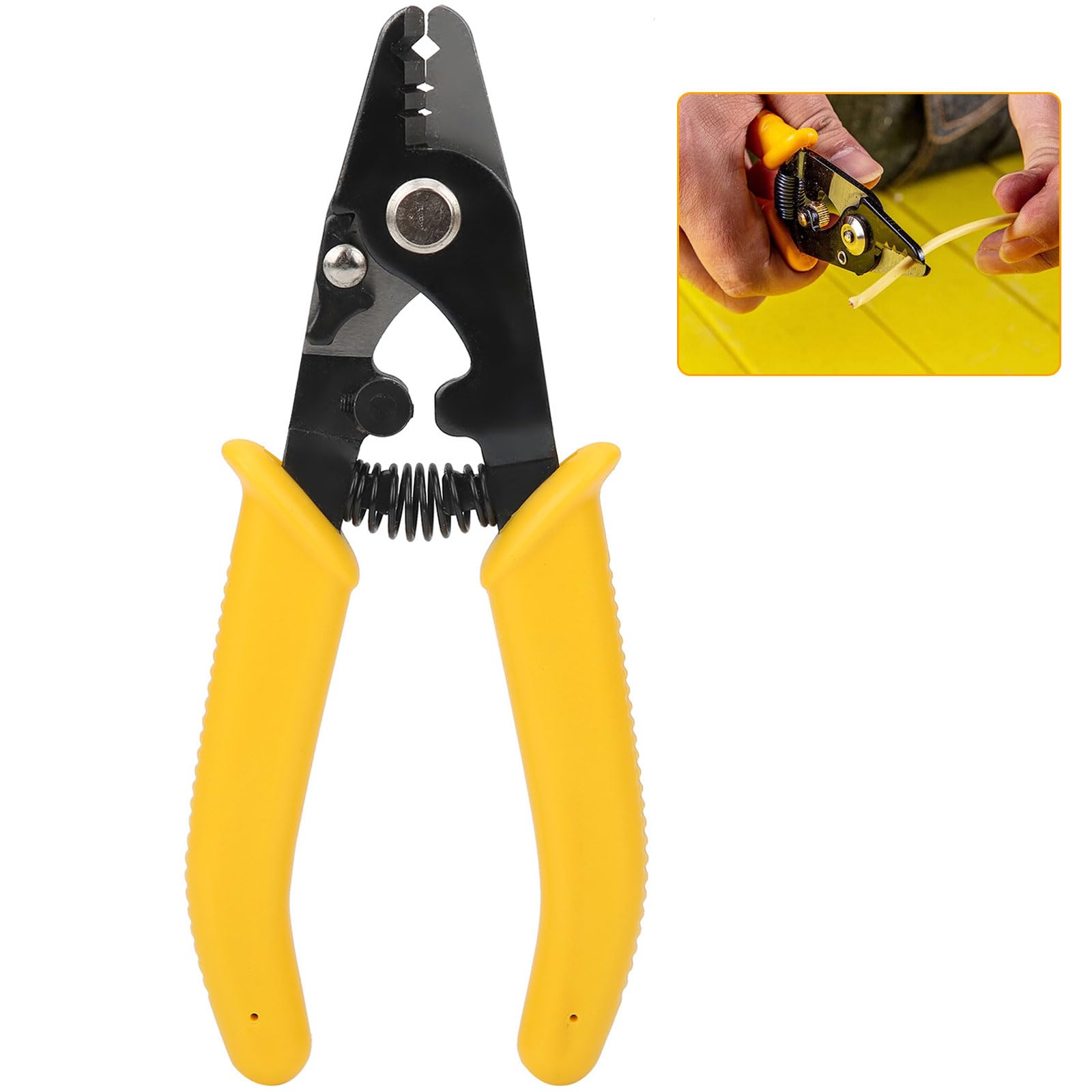 Fiber Optic Stripping Pliers Three Holes with PVC Handle, CFS‑3 High Hardness Electrician Stripping Pliers Tool for Solid and Stranded Wires, Wire Cutters and Cutting Pliers Tools, 15.2 cm Long