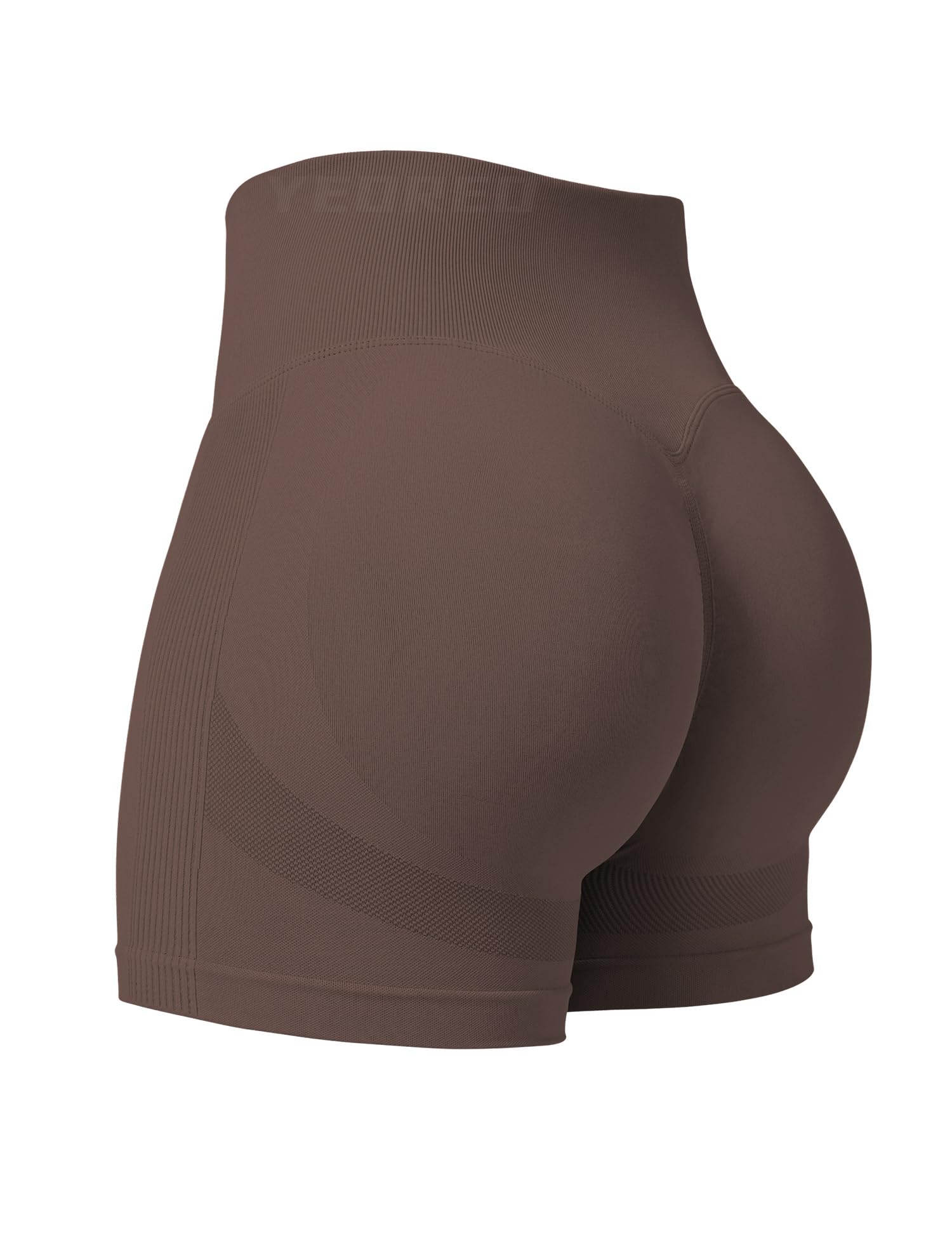 Photo 1 of YEOREO Professional Women Workout Shorts 3.6" Scrunch Shorts Seamless High Waisted Contour Gym Yoga Biker Shorts Chocolate Brown