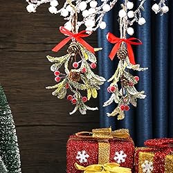 Christmas Artificial Mistletoe Ornament with Red