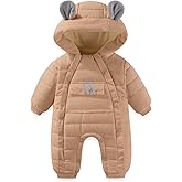 JiAmy Baby Snowsuit Baby Bear Hooded Winter Outfit Double Girl Boy Zipper Winter Clothes Romper