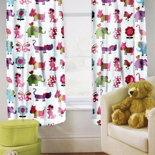 Ready Steady Bed Children’s Printed Curtains Cute Pets Design with