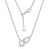 1.6Ct Moissanite Pendant Necklaces for Women,925 Sterling Silver Double Pear Birthstone Necklace, Personalized Necklace, Jewelry Birthday Gifts for Her Mom Wife | Slider Adjustable Necklaces