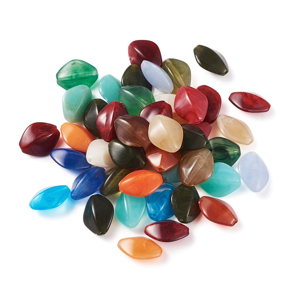 Craftdady 600pcs Acrylic Rhombus Spacer Beads Colorful Plastic Imitation Gemstone Geometric Beads 16.5x13mm for Jewelry Craft Making Hole: 2mm