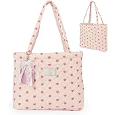 Kcizloz Quilted Tote Bag for Women,Cute Purse with Bow, Work Purse | Soft Book Tote Bag with Pearl ID Holder, Cute Tote Bag for College, Church, Travel &amp; Everyday Use