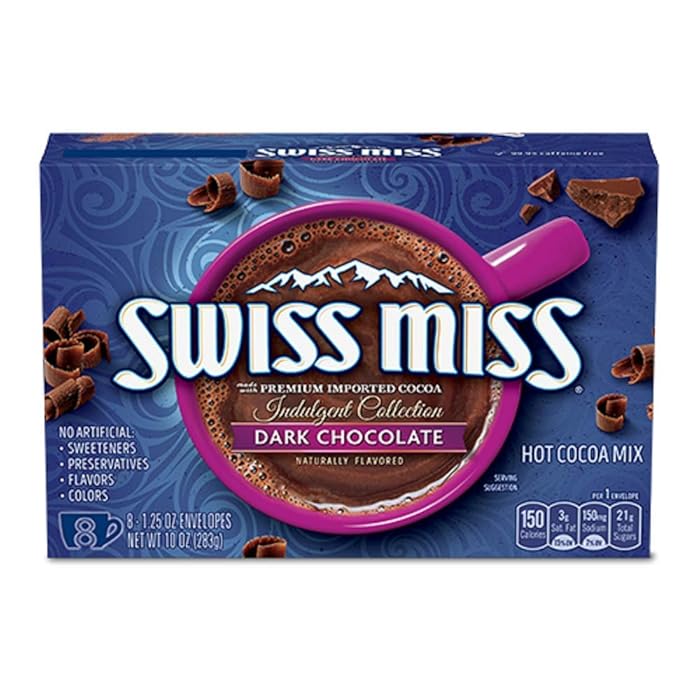 Swiss Miss, Dark Chocolate Sensation, Hot Cocoa Mix, 8 Count, 10 Ounce (Pack of 2)