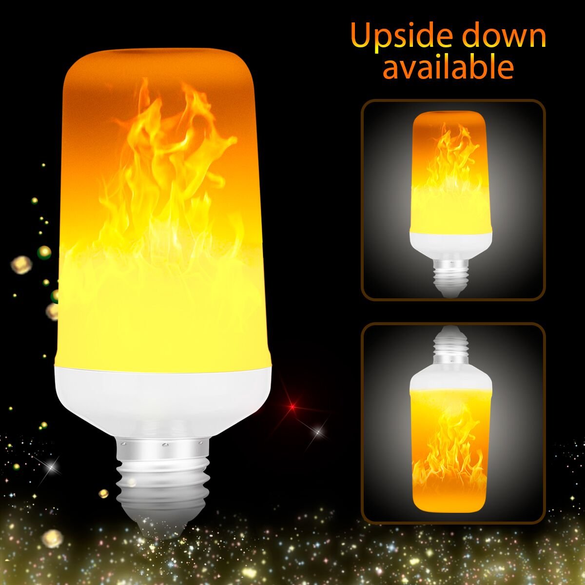 Warmoon LED Flame Light Bulbs E26 Base Flame Lamp True Fire Color Atmosphere Lighting Led Flame Effect Light Bulb for Home Hotel Bar Halloween Christmas Festival Decorations (Upside Down Available)