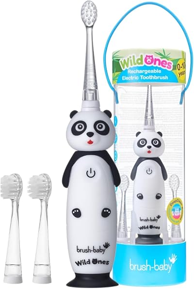 Brush-Baby Kids Rechargeable Electric Toothbrush WildOnes Panda 0-10