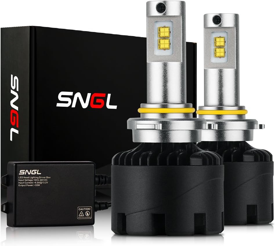 SNGL Super Bright LED Headlight Bulbs 9012 (HIR2) - Adjustable-Beam - 110w 12,400Lm - 6000K Bright White