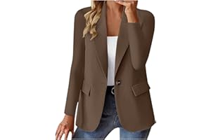 Women's Open Front Blazer for Business Casual Office Long Sleeve Lightweight Lapel Fully Lined Cardigan Suit Jacket