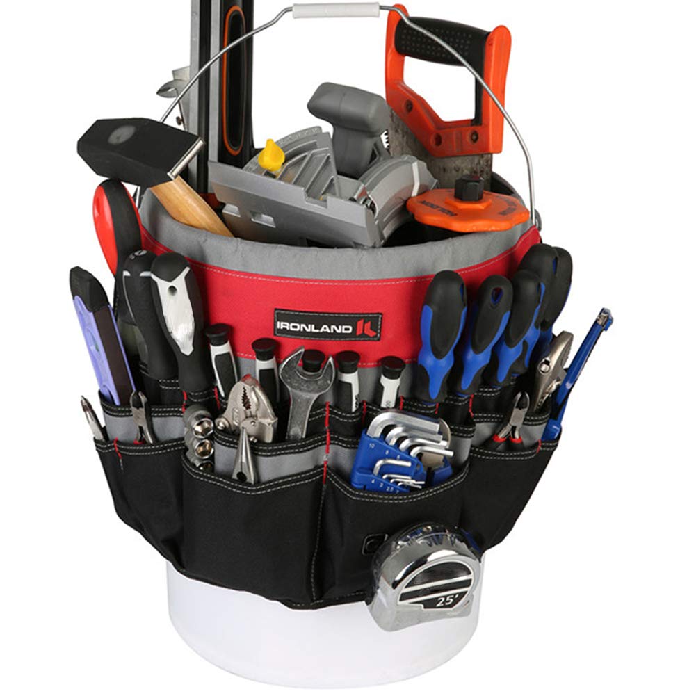 IRONLAND Bucket Tool Bag Organizer with 51 Pockets BT001 (Fits 3.55