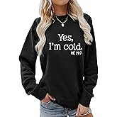 BLACKMYTH Women Graphic Cute I'm Cold Sweaters Drop Shloulder Sweatshirts