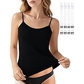 iMucci Camisole Tops for Women Double Lined Spaghetti Strap Tank Top with Adjustable Nude and Clear Bra Straps Silicone Pads