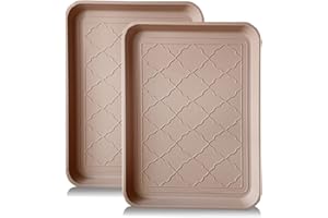 PetLike Boot Tray for Entryway Indoor, Pet Food Mat, 16.7 x 12.8 inch 2 Packs, Waterproof Shoe Tray for Indoor and Outdoor, Multi-Purpose Trays for Boots, Shoes, Pets, Garden