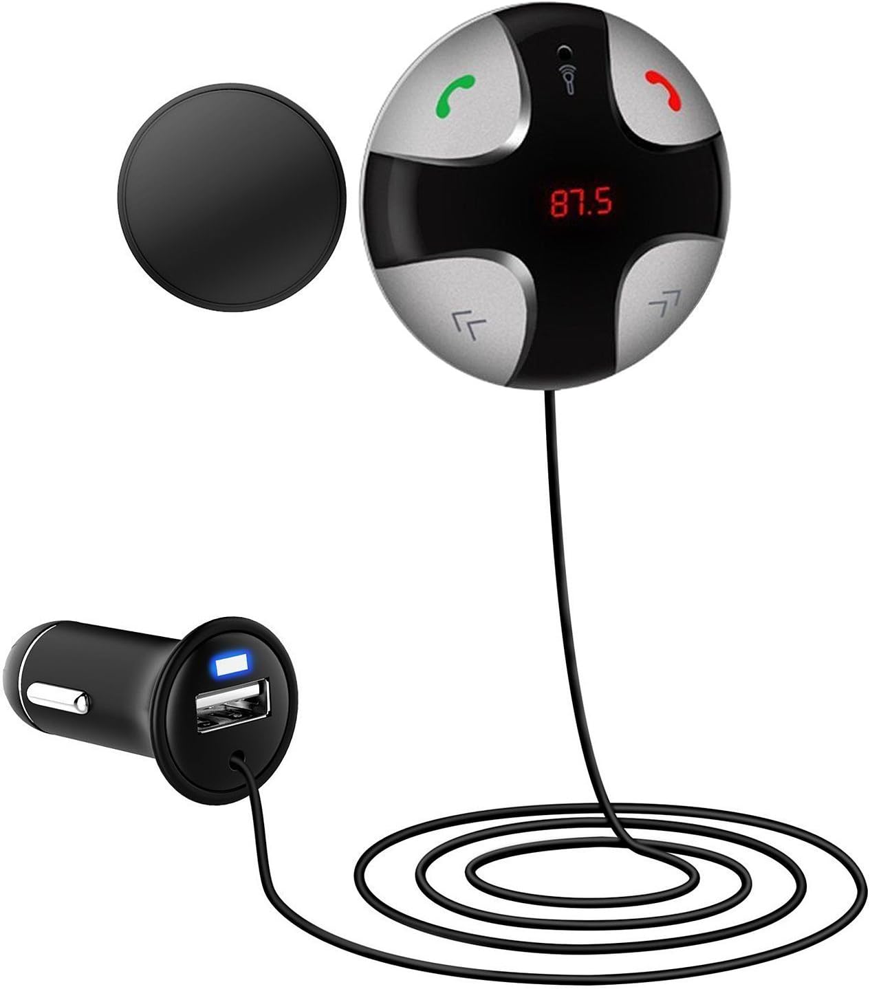 FM Bluetooth Transmitter,Upintek Wireless Radio Hands-Free Bluetooth Car Kit Transmitter with LED Display TF Card Slot 2-Port USB Car Charger Built-in Mic